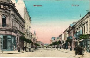 Kolozsvár, Cluj; Unió utca, Fonciere biztosító, Dukesz üzlete / street view, insurance company, shops (fl)