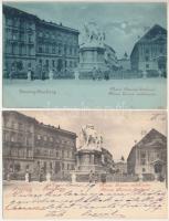 1899 (Vorläufer) Pozsony, Pressburg, Bratislava; Mária Terézia szobor este és nappal - 2 db hosszú címzéses képeslap / monument at day and night - 2 pre-1900 postcards