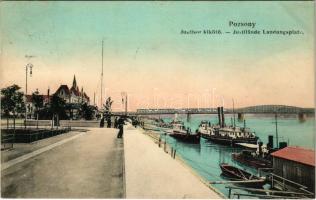 1908 Pozsony, Pressburg, Bratislava; Justisor kikötő / Justilände Landungsplatz / port