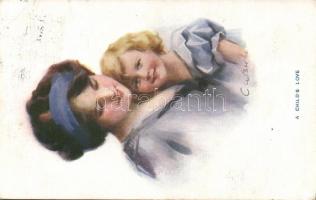 Anya és gyermeke, Carlton Series No. 676/5. s: C.W. Barber, A child´s love / Mother and child, Carlton Series No. 676/5. s: C.W. Barber