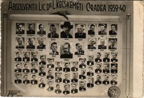 1940 Nagyvárad, Oradea; Absolventii Lic. Dr. L. Kecskeméti 1939-40 / Dr. Kecskeméti Lipót Izraelita Líceum 1939-40 tablókép / school tableau. Polyfoto photo (EK)