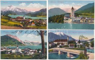 4 db RÉGI osztrák város képeslap / 4 pre-1945 Austrian town-view postcards: Gmunden, Bad Ischl., St. Wolfgang, Mondsee