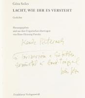 Géza Szőcs: Lacht, wie Ihr es versteht. Gedichte. Frankfurt, 1999. Kiadói papírkötésben, papírborító...