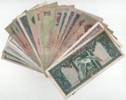 21db-os, nagyrészt pengő bankjegy tétel, közte ívszéli és felülbélyegzett bankjegy stb. T:F,VG közte...