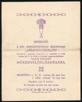 1926 Meghívó a Soc. Missziótársulat jákóhalmai leányegyesülete által rendezett műkedvelő-előadásra, hajtott, 18,5x14,5 cm