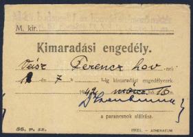 1942 Kimaradási engedély munkaszolgálatos részére