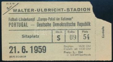 1959 Belépőjegy a berlini Walter Ulbricht Stadionba portugál-német meccsre