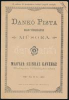 1899 Bp., Magyar Színház Kávéház, Dankó Pista Dalos Társaságának műsora, 4p