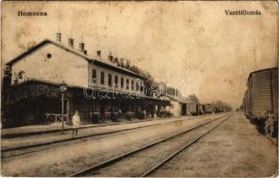 1915 Homonna, Homenau, Humenné; vasútállomás, vonatok / railway station, trains (fl)