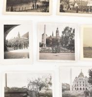 1939 Katonai fotók, 17 db, közte tüzérségi ágyúk Husztnál, katonák Kassán, a lillafüredi Palotaszáll...