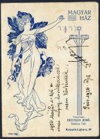 1926 A Bp. V. Kossuth Lajos utcai Magyar ház itallapja (félbehajtott)