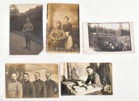 cca 1910-1920 Katonafotók, 5 db fotólap, változó állapotban, 14x9 cm körül