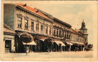 1925 Nagybecskerek, Zrenjanin, Veliki Beckerek; Aleksandar utca, Eckstein János és fia, Rosenfeld és Boleszny üzlete / street, shops (EB)