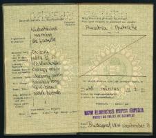 1947 Bp., Magyar Államrendőrság által kiállított útlevél, korábbi Magyar Királyság által kiadott útl...