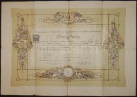 1921 Épület és géplakatos mesterlevél, Locsmánd és Vidéke Általános Ipartestület, Posner nyomda Bp, 50x35 cm (hajtásoknál kopott)