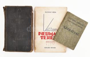 3 db egyházi témájú kötet: Szűz Mária Társasága Szabályai + Olcsvay Géza: Láttam Neumann Terézt + Livre De Priéres Par L.F. Marx. Változó állapotban.