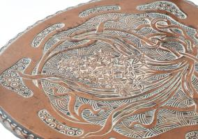 Nagy méretű bronzírozott öntöttvas asztal virágállvány. szecessziós nap mintával.. Patinázott, gyárt...