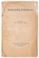 Benoschofsky Imre: Maradék-zsidóság. A magyarországi zsidóság 1945/46-ban. Szerk.: - -. Bp.,(1947.), Budai Izraelita Aggok és Árvák Menházegyesületének,(Officina-ny.), 125+1 p. Kiadói papírkötés, foltos, kissé szakadozott borítóval.