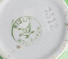 Hollóháza Riolit bonbonniere. Kézzel festett, jelzett, hibátlan 11 cm