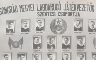 cca 1950-1960 Csongrád Megyei Labdarúgó Játékvezetők Tanácsának szentesi csoportja, tablófotó, üvege...