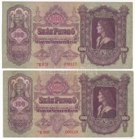 1930. 100P (2x) sorszámkövetők "E 090 000117 - E 090 000118" alacsonyabb sorszámokkal T:F szép papír Adamo P17