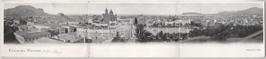 1901 Palermo. 3-tiled folding panoramacard (small tear)