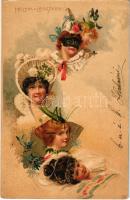 1900 Melyik a legszebb? Szép hölgyek / Who's the most beautiful? Ladies. litho