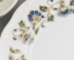 Zsolnay modern virág mintás reggeliző készlet. Egy személyes, Kézzel festett, jelzett, hibátlan