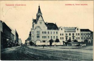 1913 Temesvár, Timisoara; Gyárváros, Andrássy út, Városi bérpalota, Spira és Drucker bútorgyártók üzlete. Grün Károly kiadása / Fabric, street, shops (Rb)