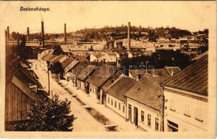 1908 Resicabánya, Resita; utca, háttérben a vasgyárral / street, iron works, factory (EK)