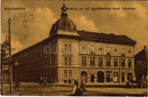 1911 Kolozsvár, Cluj; Erdélyi református egyházkerület theologiai (teológiai) fakultása, Péter Ferenc és Papp László üzlete / Calvinist faculty of theology, shops (EK)