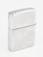 Zippo ezüstözött öngyújtó, leírással, díszdobozban, 5,5x4 cm