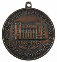 1983. &quot;Széchenyi István Kereskedelmi Szakközépiskola 1908-1983&quot; egyoldalas, öntött bronz emlékérem füllel (50mm) T:AU