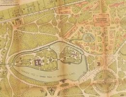 1885 A Budapesti Országos Kiállítás és a Városliget helyrajza, Lampel Róbert kiadása, hiányos, resta...