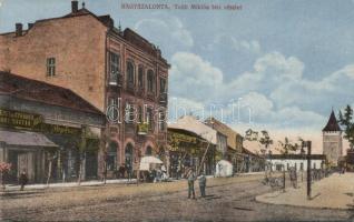 Nagyszalonta Toldi square with the warehouse of Ferenc Schillinger and the editorial office of Szalontai Lapok