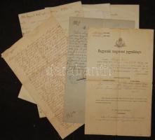 Vegyes régi családi okmánytétel hagyatékból, okmánybélyegekkel, szerződésekkel és más közéleti iratokkal