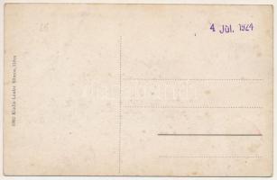 1924 Déva, Fő tér a városházával, Lobstein Vilmos, Komáromy Kálmán üzlete, piac. Laufer Vilmos kiadá...