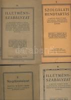 1925-1946 4db szolgálati szabályzat, mint: Szolgálati rendtartás (1925), 2db Illetmény szabályzat (1939-1946), Nyugdíjszabályzat (1932) mind szép állapotban