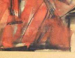 Kaszás István Viktor (1928-2015): Egri háztetők. Gouache, papír, jelzett, üvegezett keretben, 35x49 ...