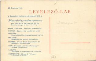 Budapest V. Grand Hotel Hungaria nagy szálloda, Télikert belső. Hátoldalon az 1910-es Kulináris Kiál...