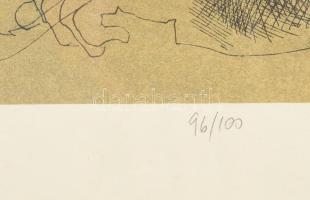 Szász Endre (1926-2003): Gondolkodó . Szitanyomat, papír, jelzett, számozott (96/100),üvegezett fake...