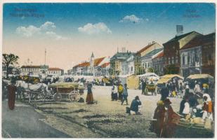 Szászrégen, Sächsisch-Regen, Reghin; Fő tér, piac / Hauptplatz / main square, market (EK)