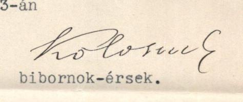 1911 Vaszary Kolos (1832-1915) bíboros hitoktatói kinevezése saját kezű aláírásával, hajtva, szép ál...