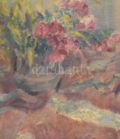 Béres Jenő (1912-1981): Virágok. Olaj, vászon.,jelzett 60x80 cm dekoratív keretben