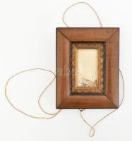 Kis méretű, kissé sérült régi üvegezett képkeret 13x16 cm (belső keret 4x8 cm)