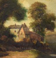 Telepy Károly jelzéssel: Erdei házikó. Olaj, vászon, dekoratíb keretben 55x68 cm