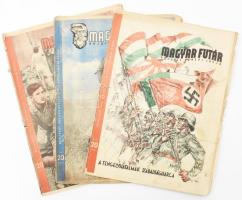 1942 Magyar Futár, Rajniss Ferenc lapja 3 db száma: II. évf. 22., 33., 38. sz. Változó állapotban, sérülésekkel, foltokkal.