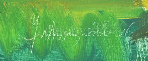 Jakus Sándor (1962-) jelzéssel: Tavasz.. Olaj, vászon, jelzett, keretben 65x45 cm