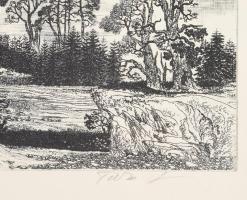 Tuka László (1924-2007): Menedékház. Rézkarc, papír, jelzett keretben 40x27,5 cm