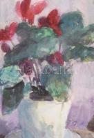 Sarkantyu Simon (1921-1989) 1956 Csendélet tempera, papír. 36x25,5x jelzett, dekoratív keretben